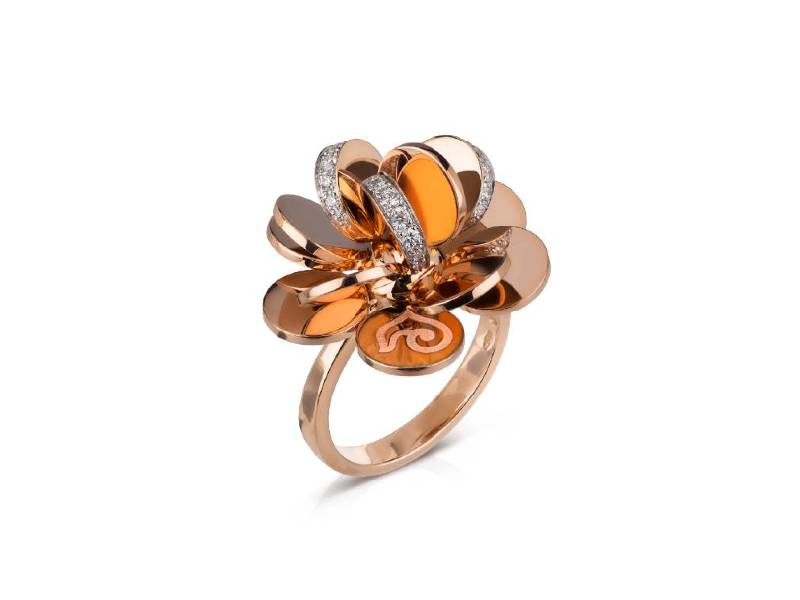 ROSE GOLD PAILLETES RING LARGE FLOWER CHANTECLER 38475